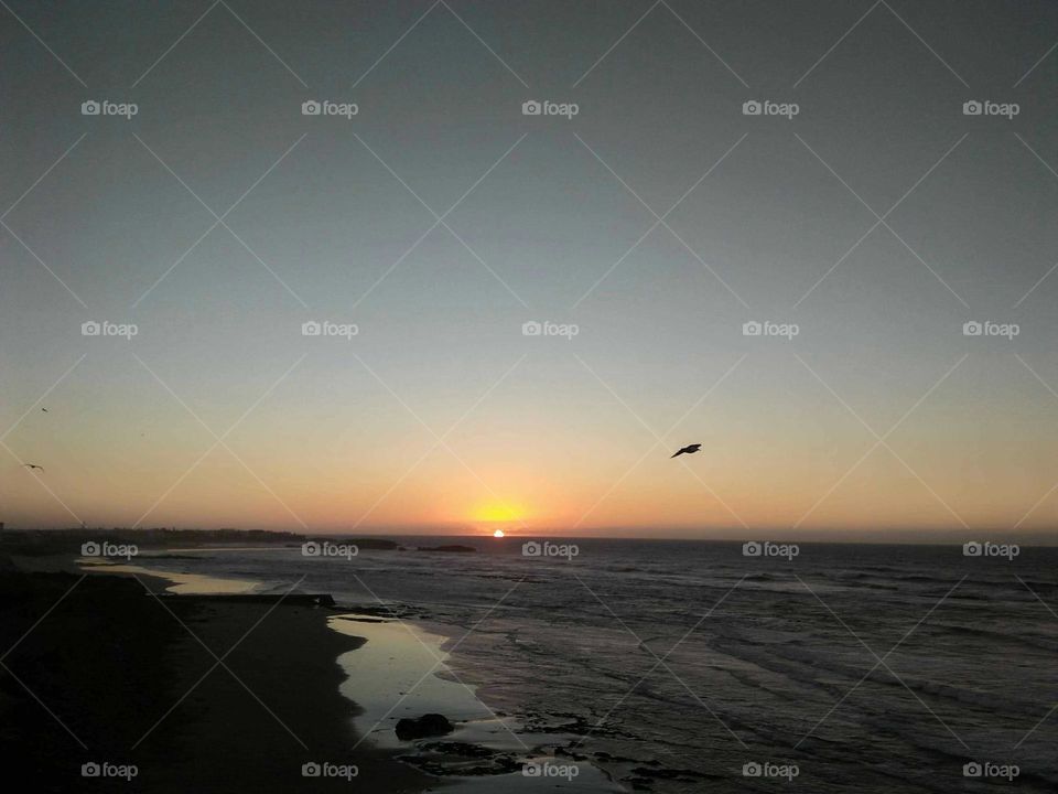 Beautiful sunset at essaouira in Morocco.