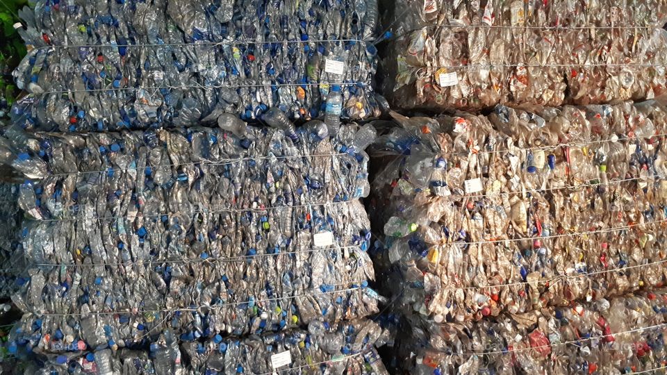 Plastic water bottles ready to recycling