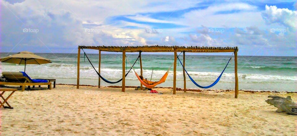 hammocks on the beach