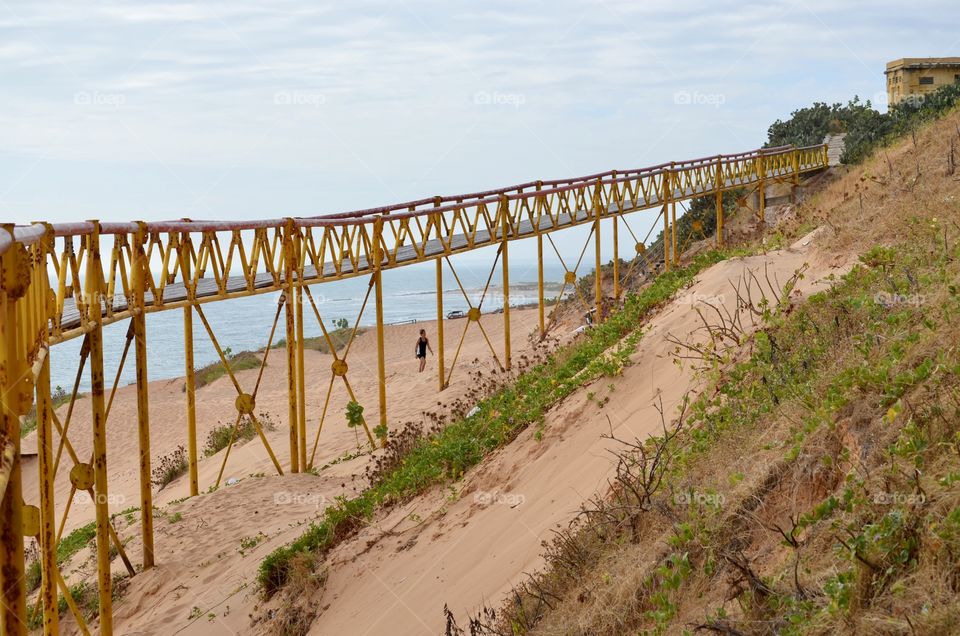Bridge for people on canoa quebrada beach 