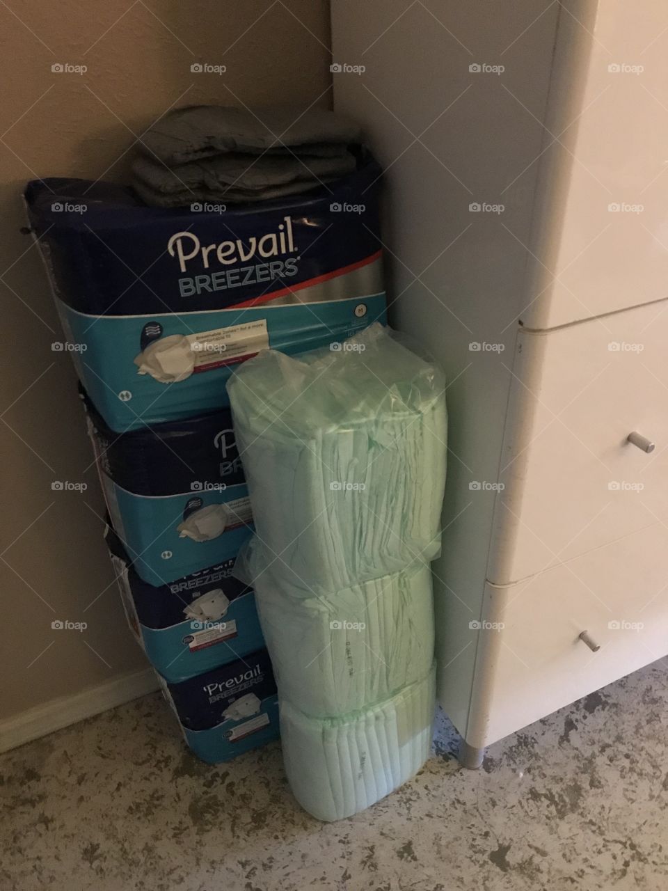 Prevail Breezers diapers and in continent bed pads
