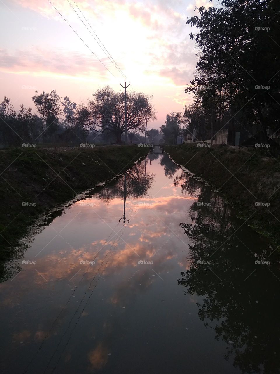 Shadow cloudy sky in river