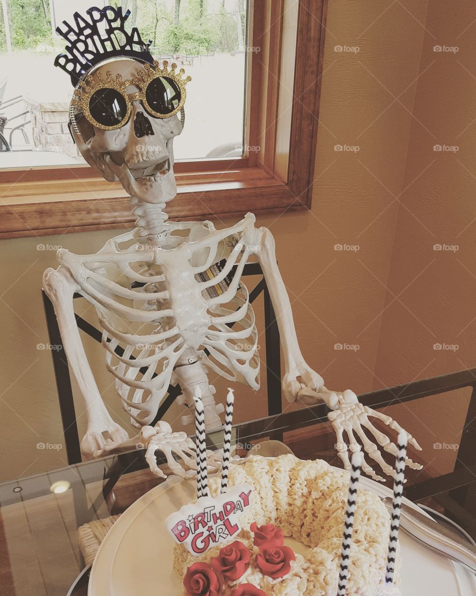 Miss Daisy the skeleton celebrates yet another birthday milestone in style.