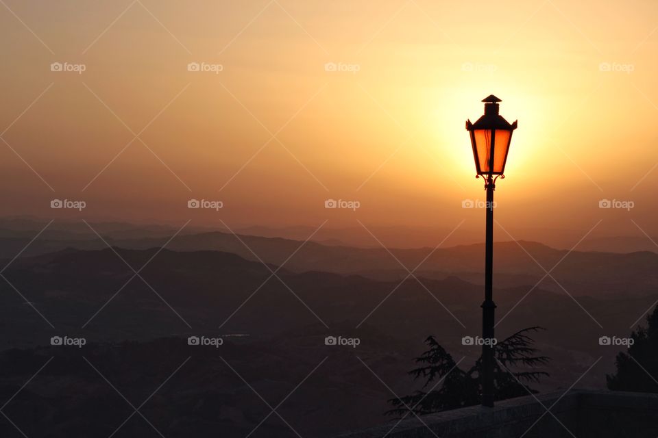 Sunset in lantern mountain background
