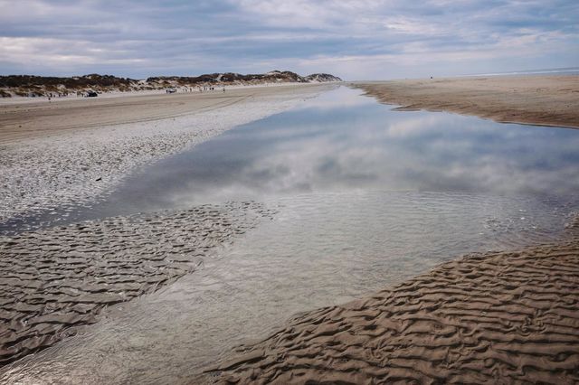 On the island Terschelling, The Netherlands,  beach, sandshapes, reflection sky, seashore, beautiful nature