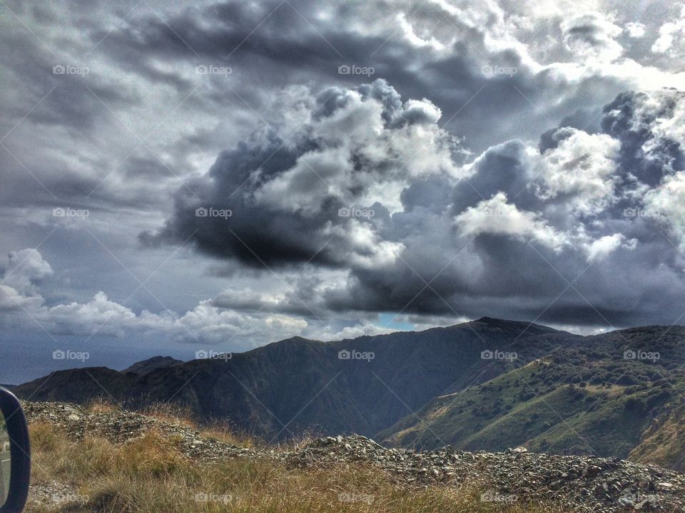 Stormy clouds over the mountains