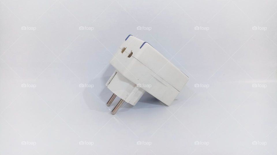 Socket terminal on isolated white background in eye level view