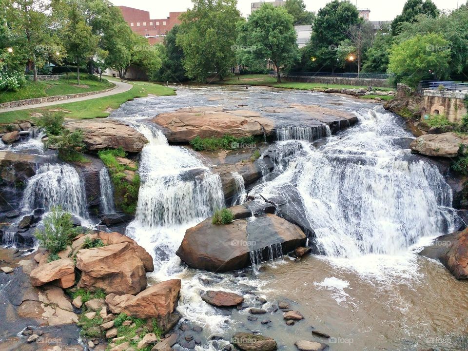 Falls Park on the Reedy River . Beautiful Falls Park in Greenville SC. 