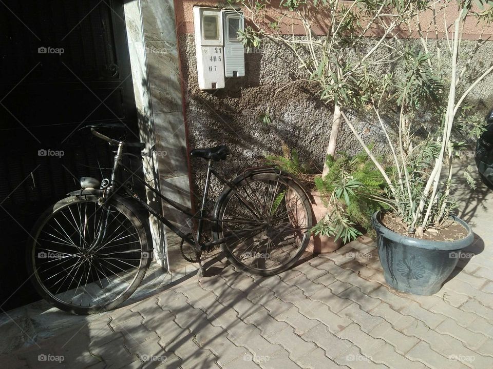 My bicycle near my house.