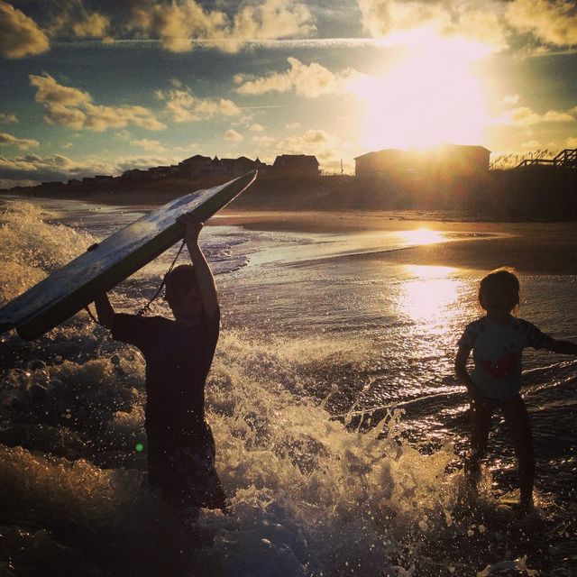 Splashing at Sunset 
