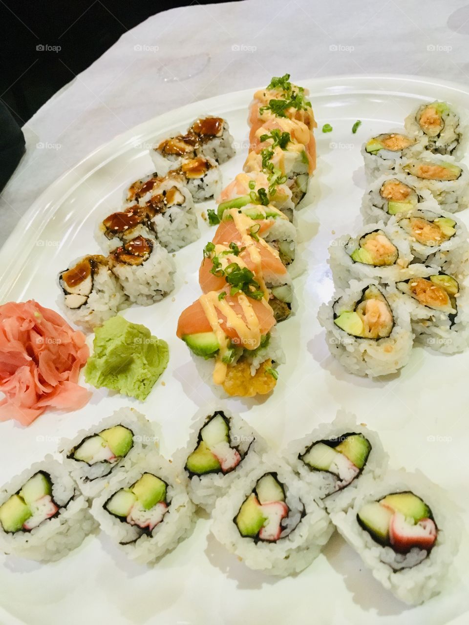 Platter of sushi rolls at Amura Japanese Steakhouse 