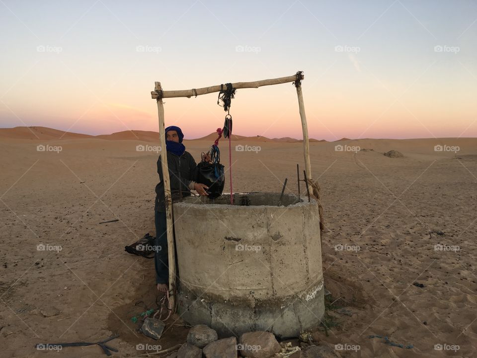 Getting water in Moroccan desert 