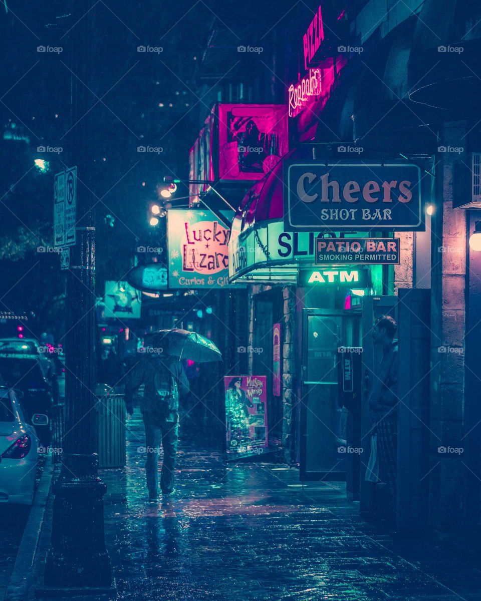 depressing nightime vintage city rainy