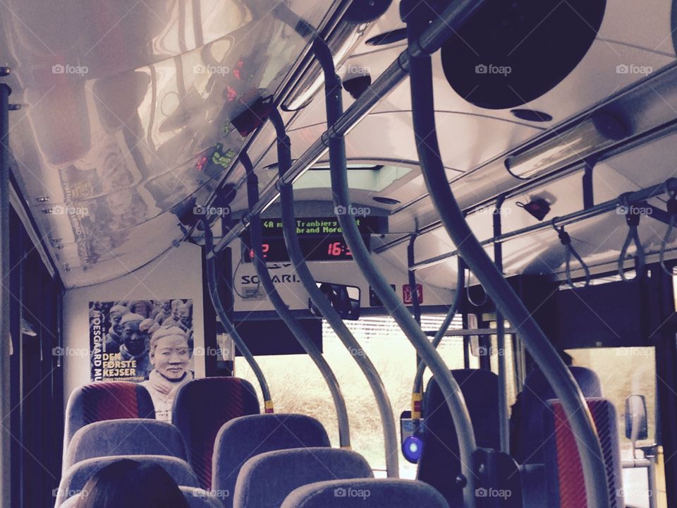 Inside a bus. On my way to work, 4A bus in Aarhus, Denmark.