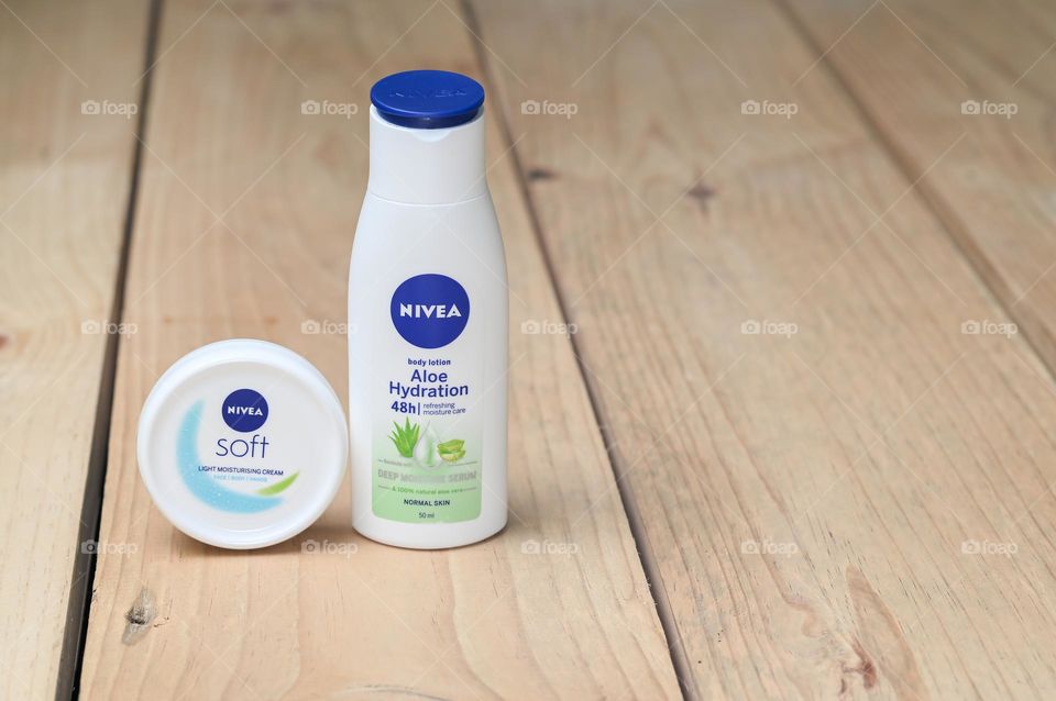 Nivea skin care products, moisturizer and moisturizing serum