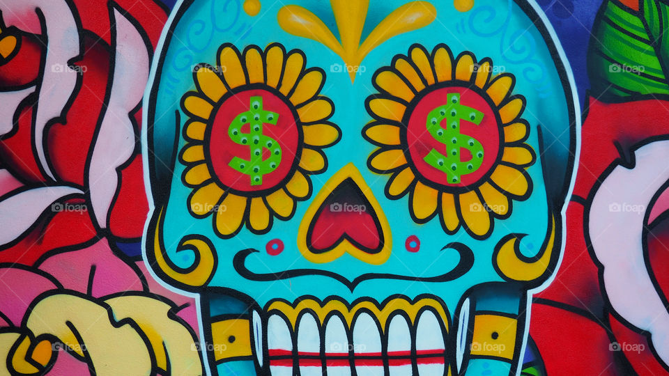 Multi colored skull wall art dia
De  Muertos, calaca