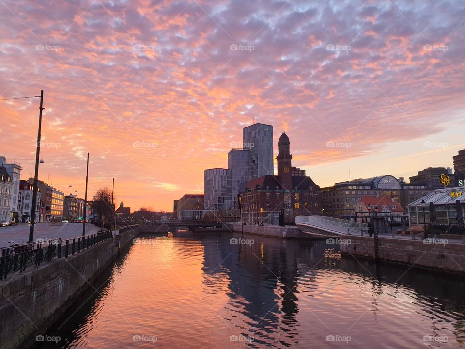 Red sunset in Malmo