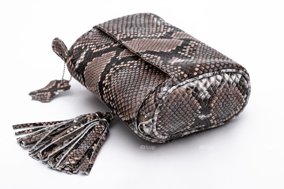 Bag made of python skin.  Handwork.