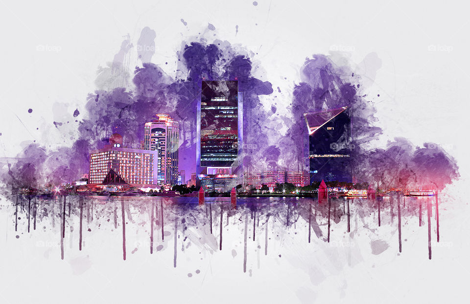 Dubai digital drawing. United Arab Emirates