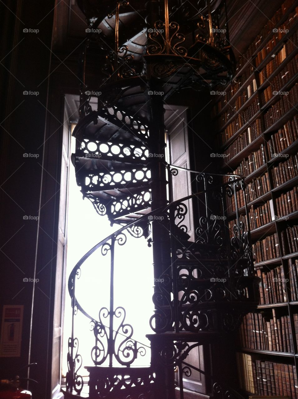 Spiral staircase in university library 