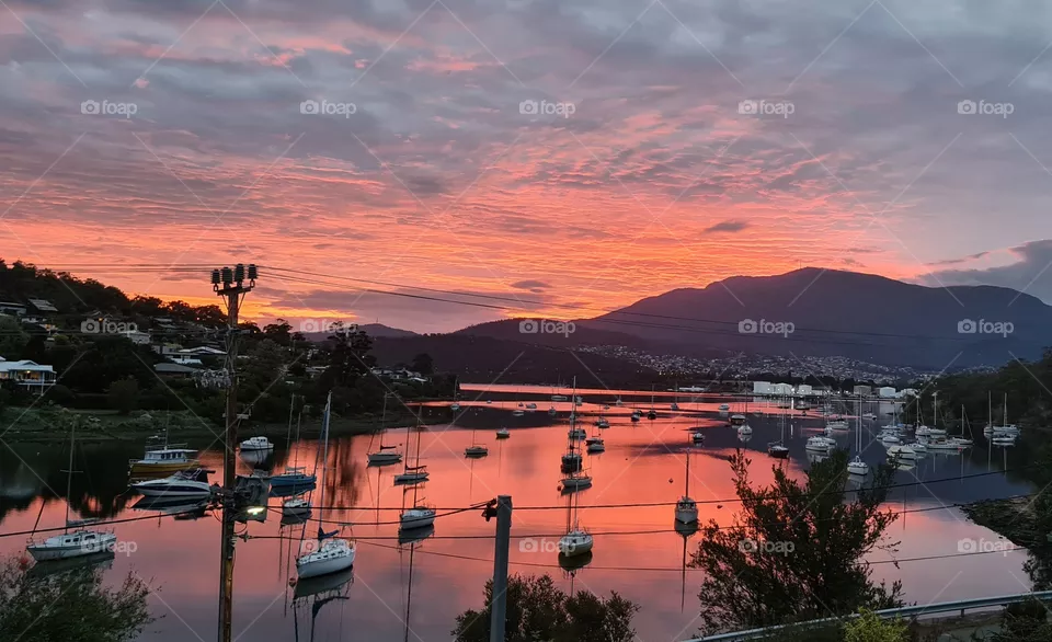 sunset in hobart