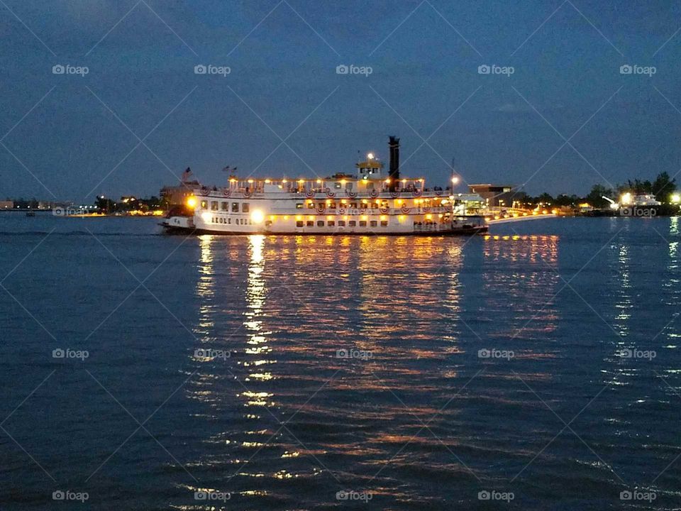 Riverboat at night