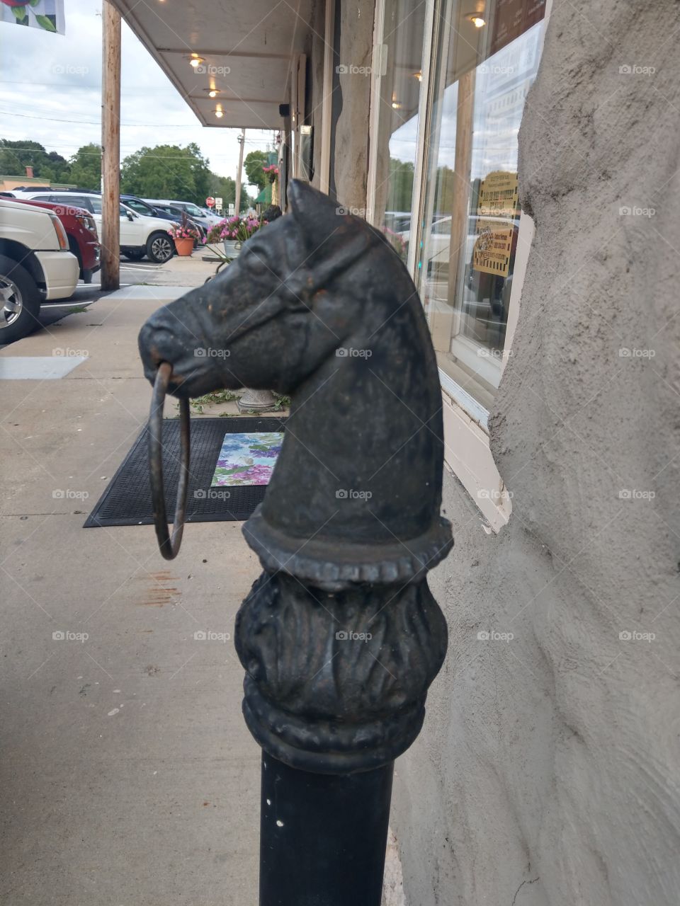 antique cast iron horse head Hitching Post