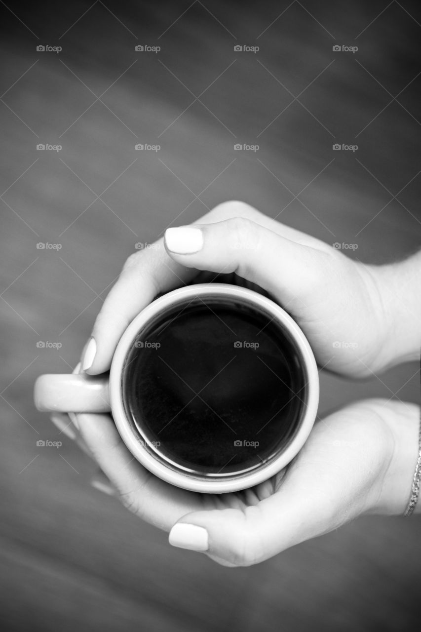 Cup of black coffee in the morning