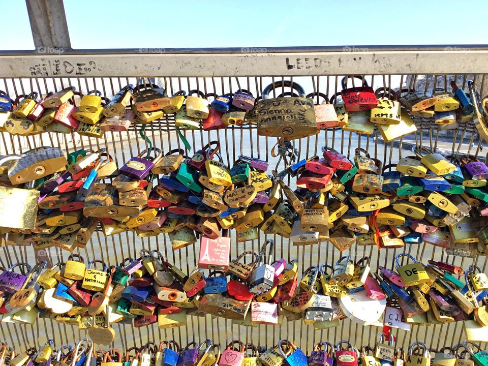 Multiverse - Colorful Love Locks on a bridge of the Seine River in Paris - Live licked forever