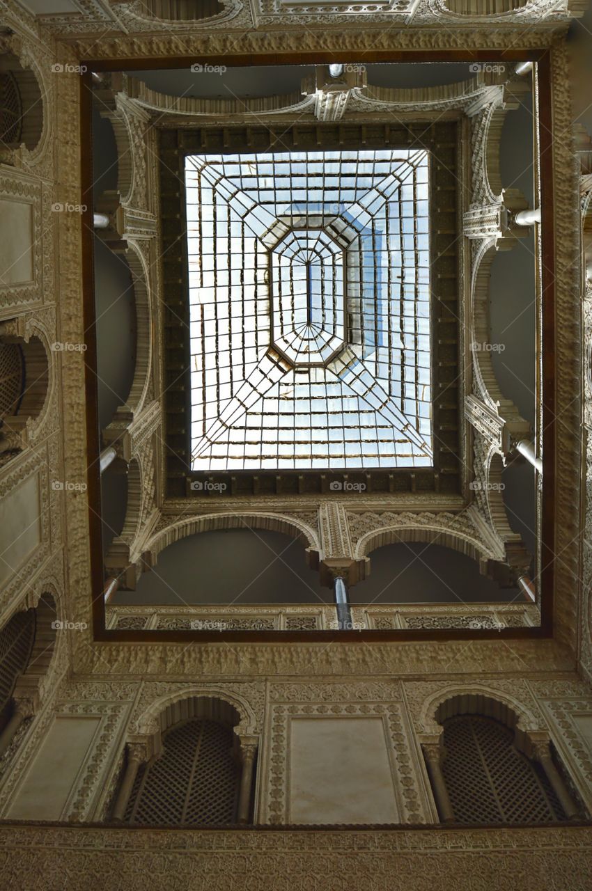 Skylight. Skylight at Patio de las muñecas, Alcázar de Sevilla, Sevilla, Spain.