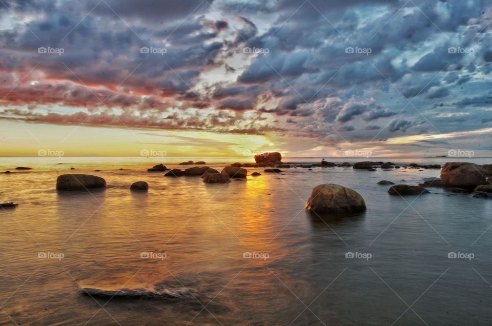Scenic view of dramatic sky during sunset