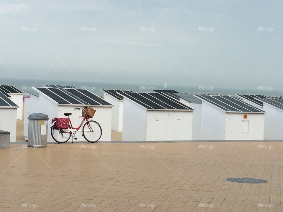 Bike by the sea. Walk by sea side on a weekend