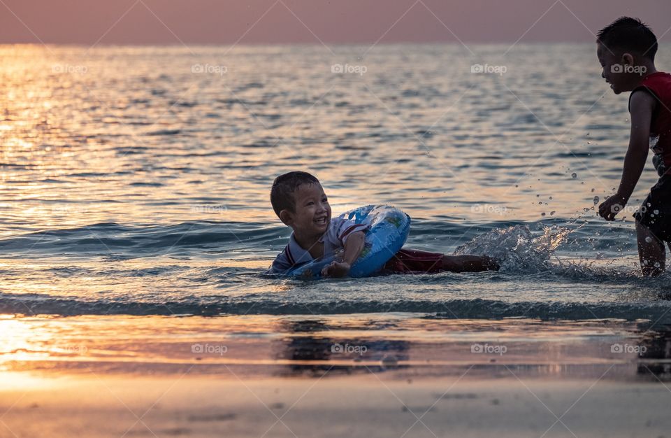 The first time to enjoy in the beautiful sea of Thailand