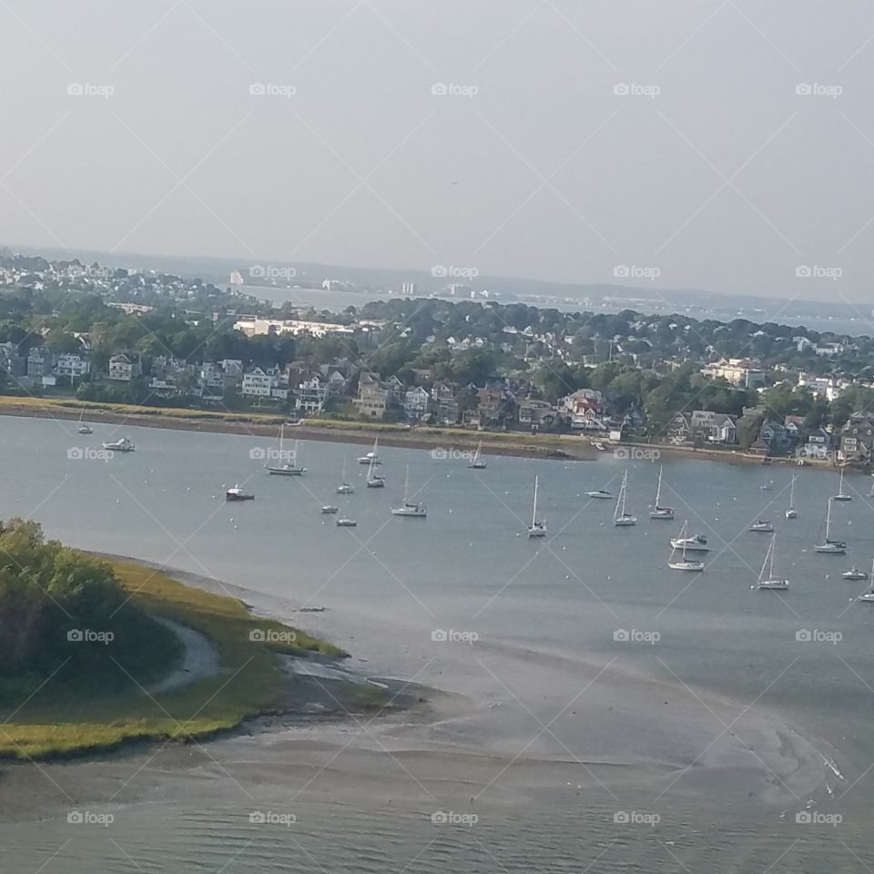 Sail boats in Boston Harbor
