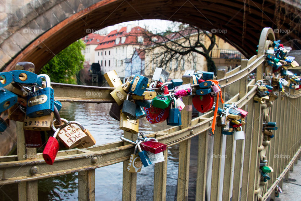 Love locks on bridge 