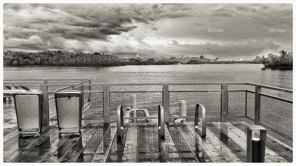 Monochrome, Water, Pier, Lake, Reflection