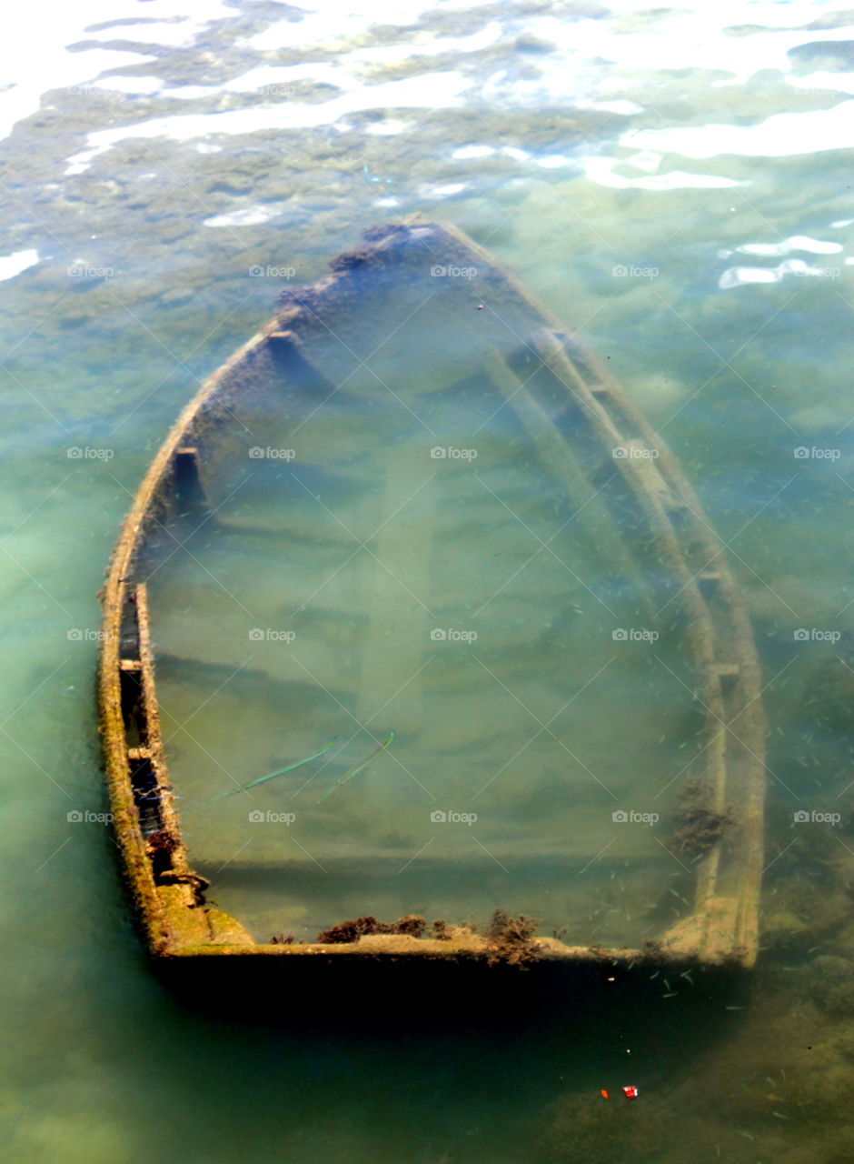 Sunken fisher boat