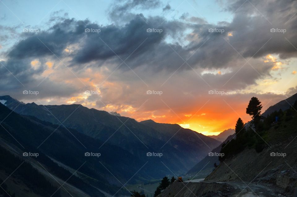 Mountain, No Person, Sunset, Snow, Travel