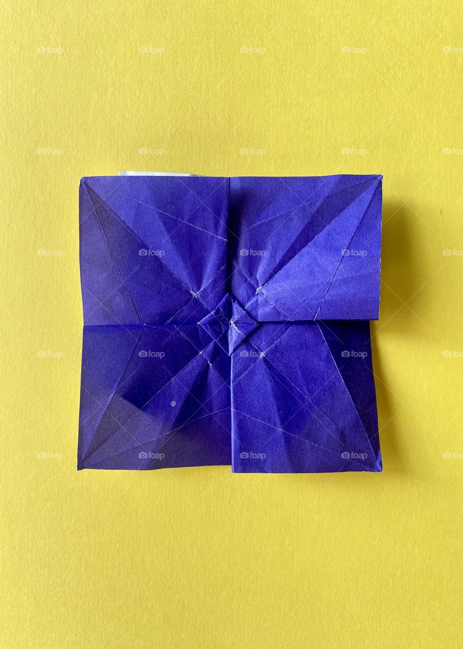 Purple origami hydrangea leaf