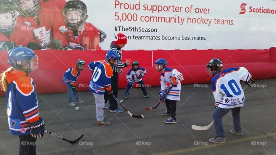 Kid's ball hockey at Hockey Day in Canada event.