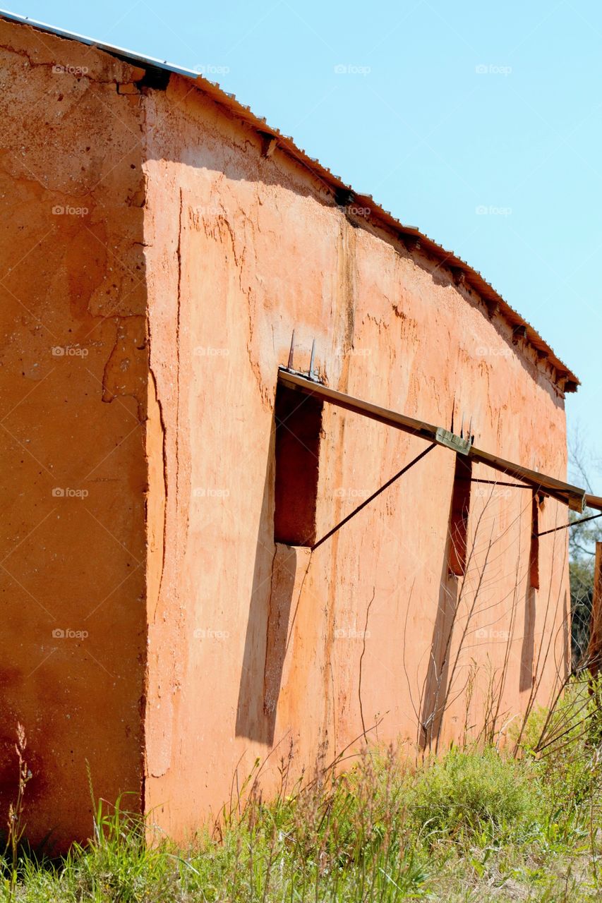 Hand built stucco barn