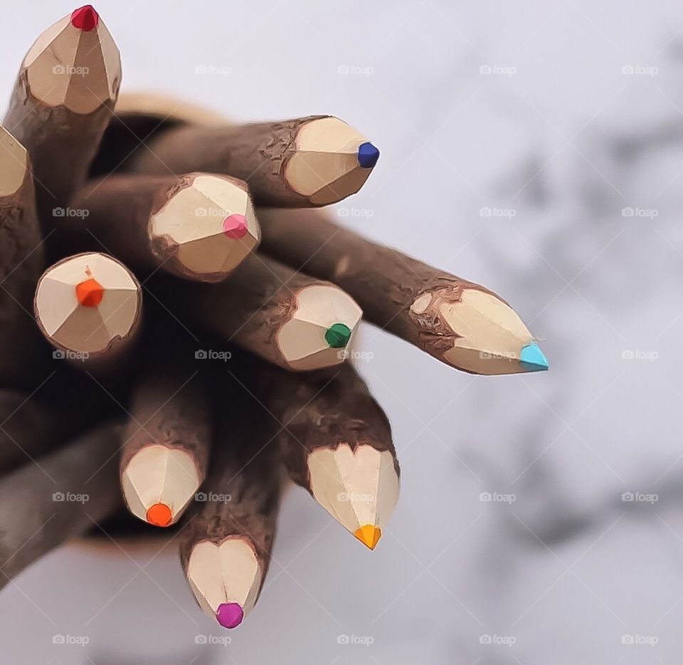 Wooden colored pencils