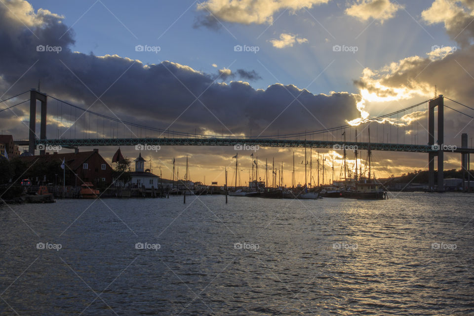 Sunset view of bridge