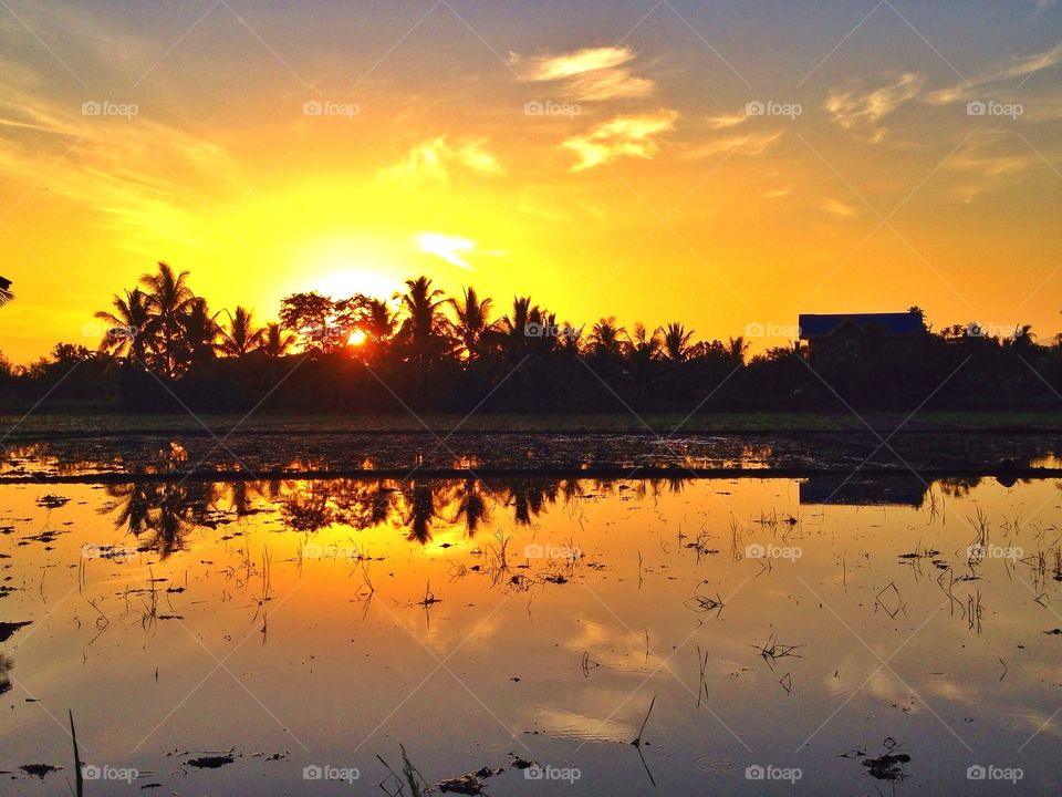 Sunset in a mirror