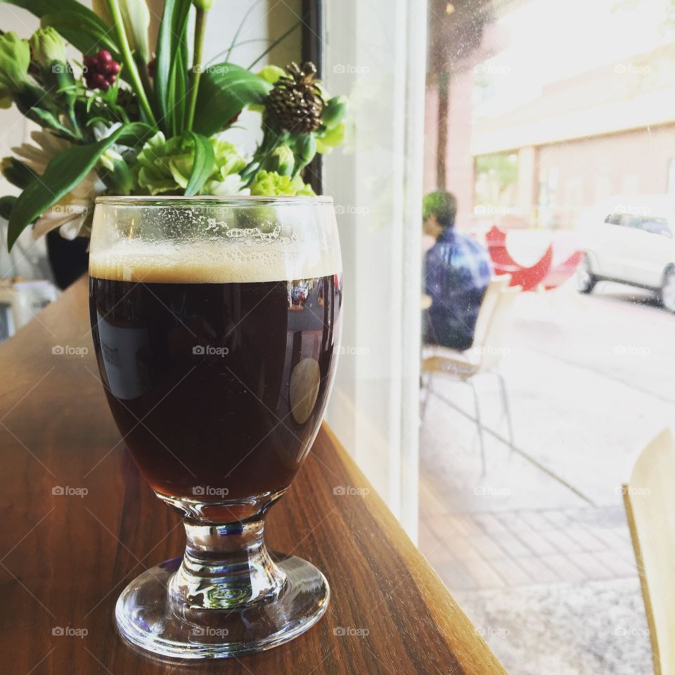 Cold brew coffee on nitro at a local coffee shop, Mothership Coffee Roasters, in Henderson, Nevada. 