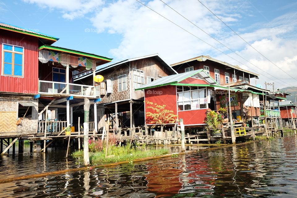 Stilt houses on the lake