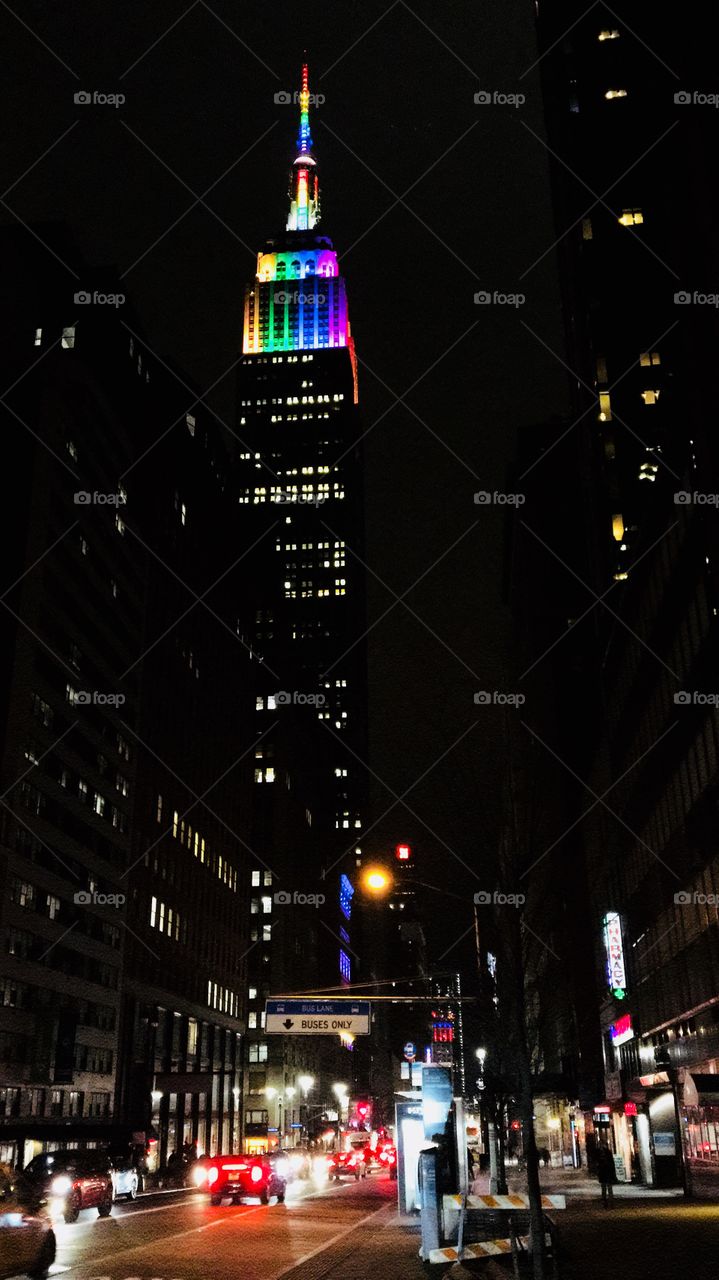 The Empire State Building at night, New York City, NY