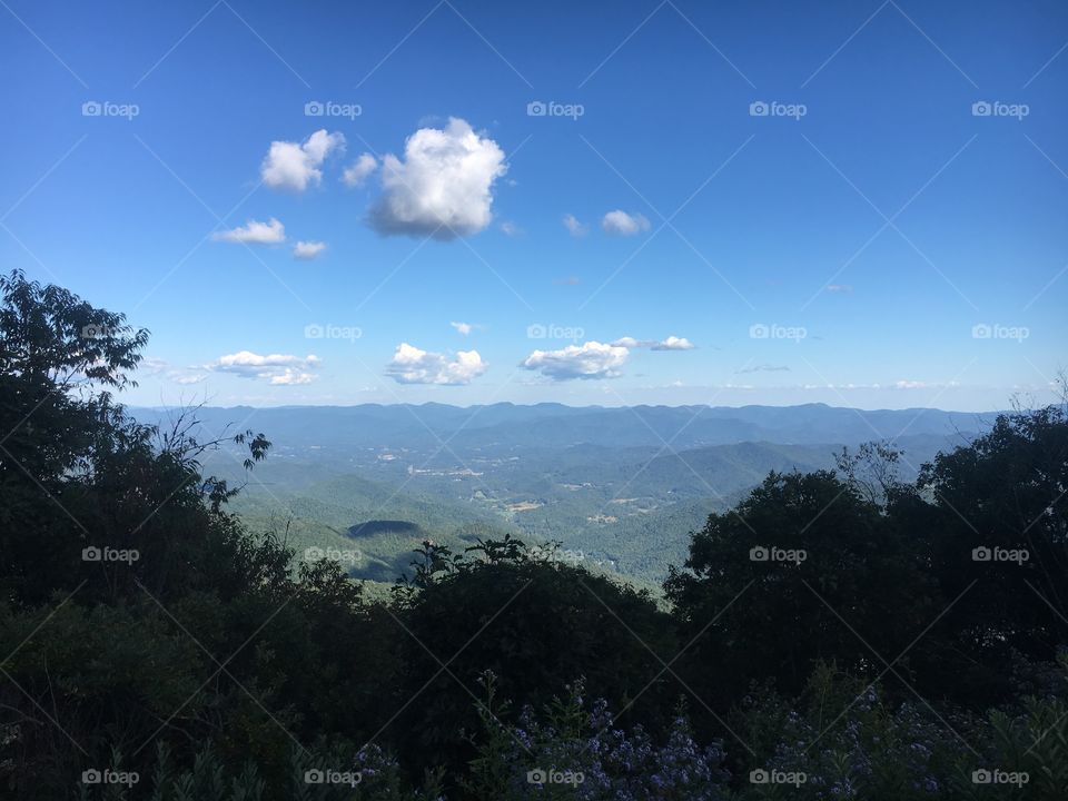 On top of a mountain in North Carolina. You can see out 20 plus miles, it was a gorgeous day.