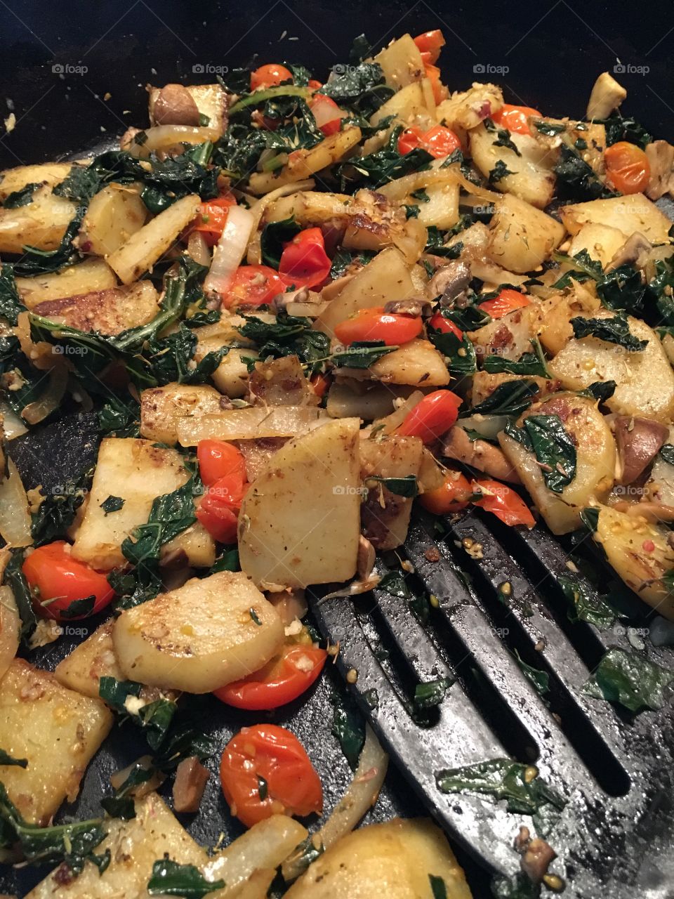 Making a fresh veggie fritata 