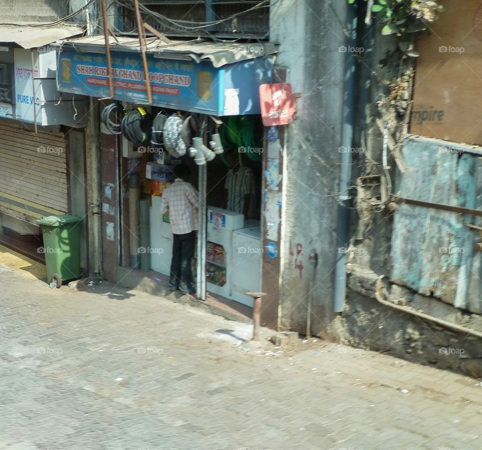 sidewalk in Mumbai, India